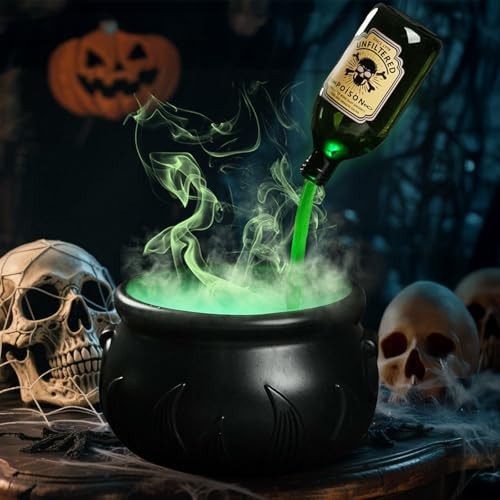 Zesua Halloween Decorations Indoor - DIY Floating Potion Set with Witches Cauldron and Mist Maker - Spooky Vintage Black Plastic Bowl Hocus Pocus Party Decor for Home Table Mantel Kitchen Room | Amazon (US)
