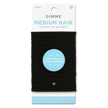 Gimme Beauty Seamless Low Profile Hair Ties for Medium Hair, Ponytail Holder, Black, 20 Count | Walmart (US)