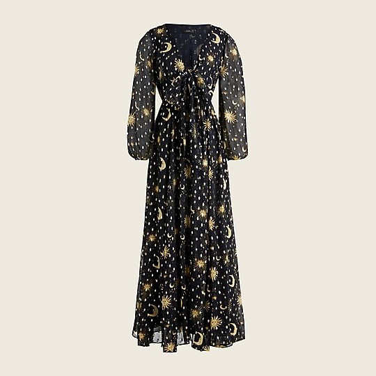 Tie-front Lurex® dress in celestial print | J. Crew US