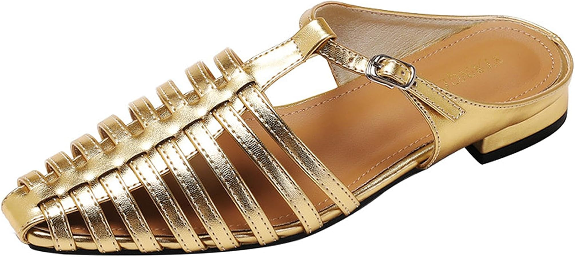 Optigard Women's Pointed Toe Braided Mules with Adjustable Buckle Hollow Breathable Low Heel Back... | Amazon (US)