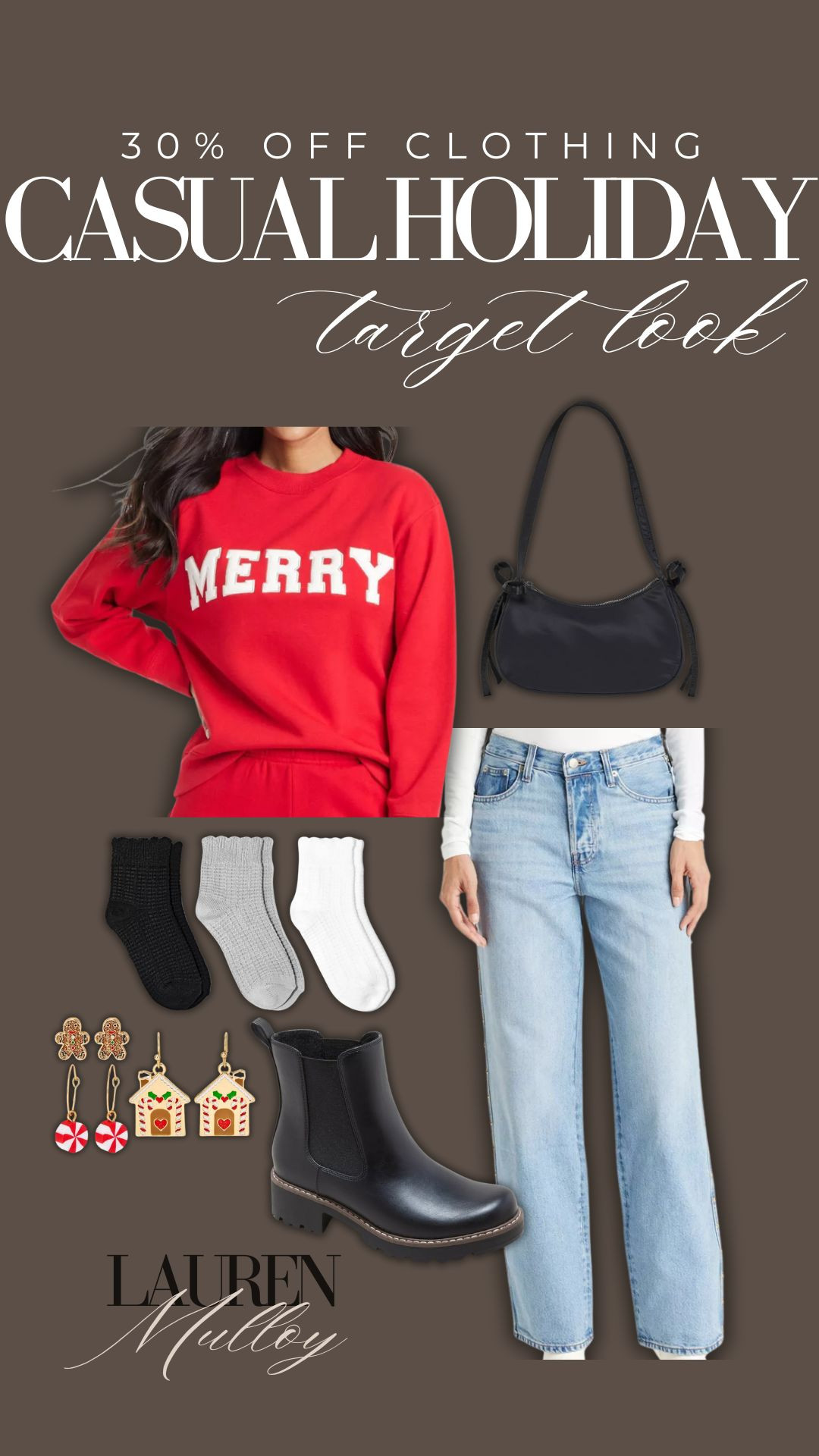 30% off clothing at Target!🎯 would be the cutest casual holiday party look!

target, target NYE, NYE outfit, sweatshirt, merry sweatshirt, chelsea boots, studded jeans, earrings, frilly socks, christmas earrings, sale, sale alert, Lauren Mulloy 

 #LTKHoliday #LTKSeasonal #LTKSaleAlert