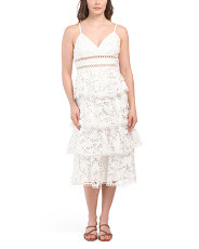 Sleeveless Lace Tiered Midi Dress | Juniors | Marshalls | Marshalls