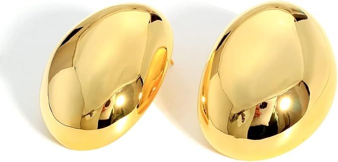KELMALL Chunky Gold Hoop Statement Earrings for Women Thick 18K Gold Oversized Open Hoops 925 Ste... | Amazon (US)
