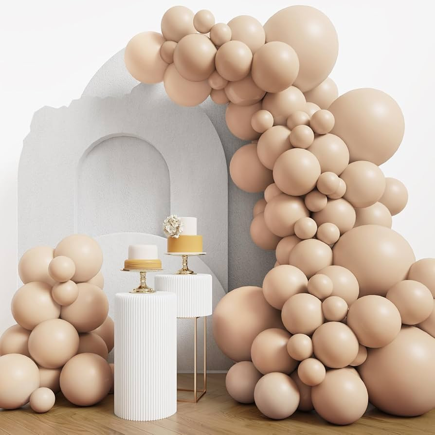 RUBFAC 55pcs Double Stuffed Beige Boho Balloons Different Sizes 18 12 5 Inches Nude Apricot Ballo... | Amazon (US)