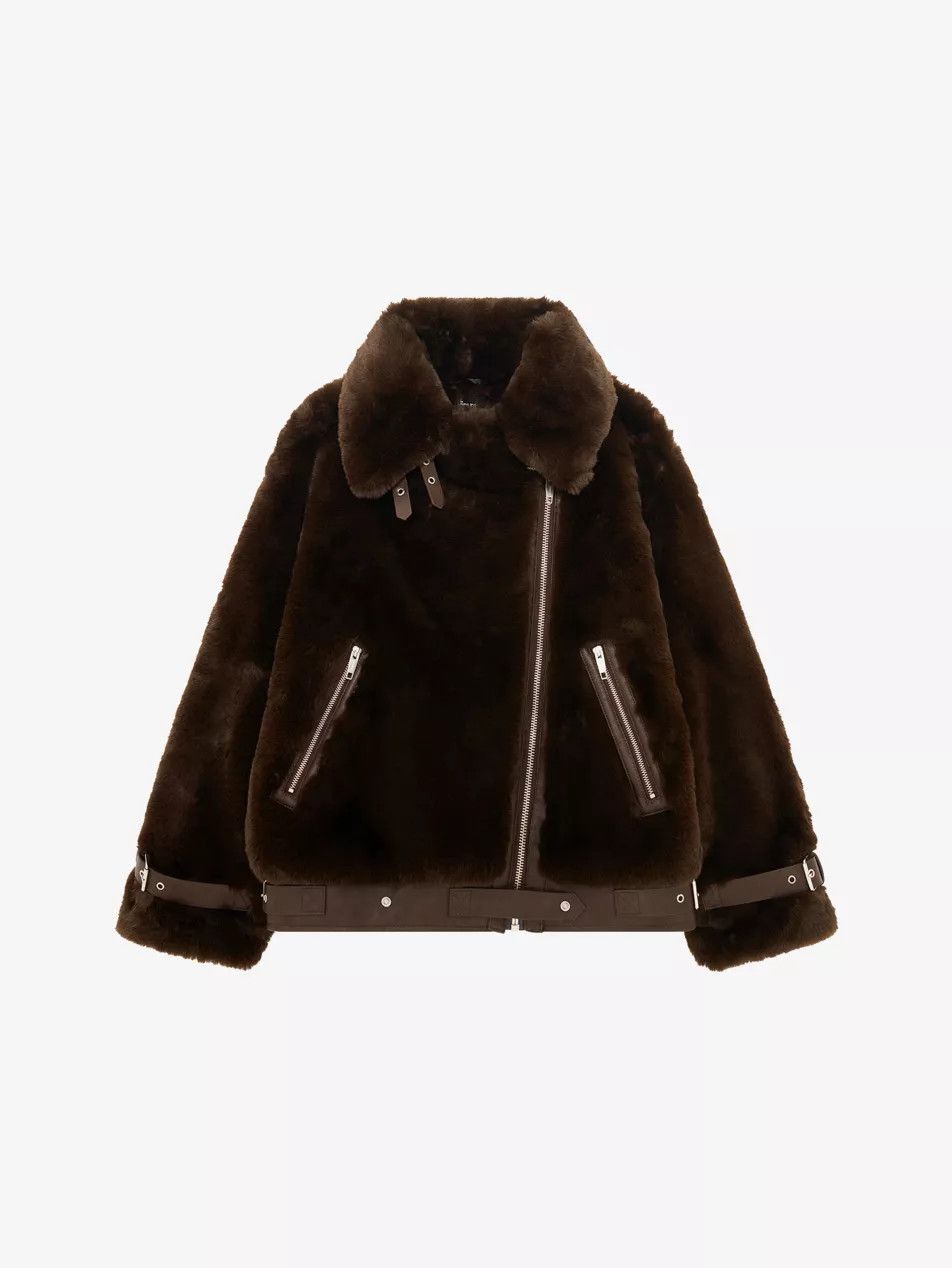 Belted-Hem Faux-Fur Aviator Jacket | Selfridges