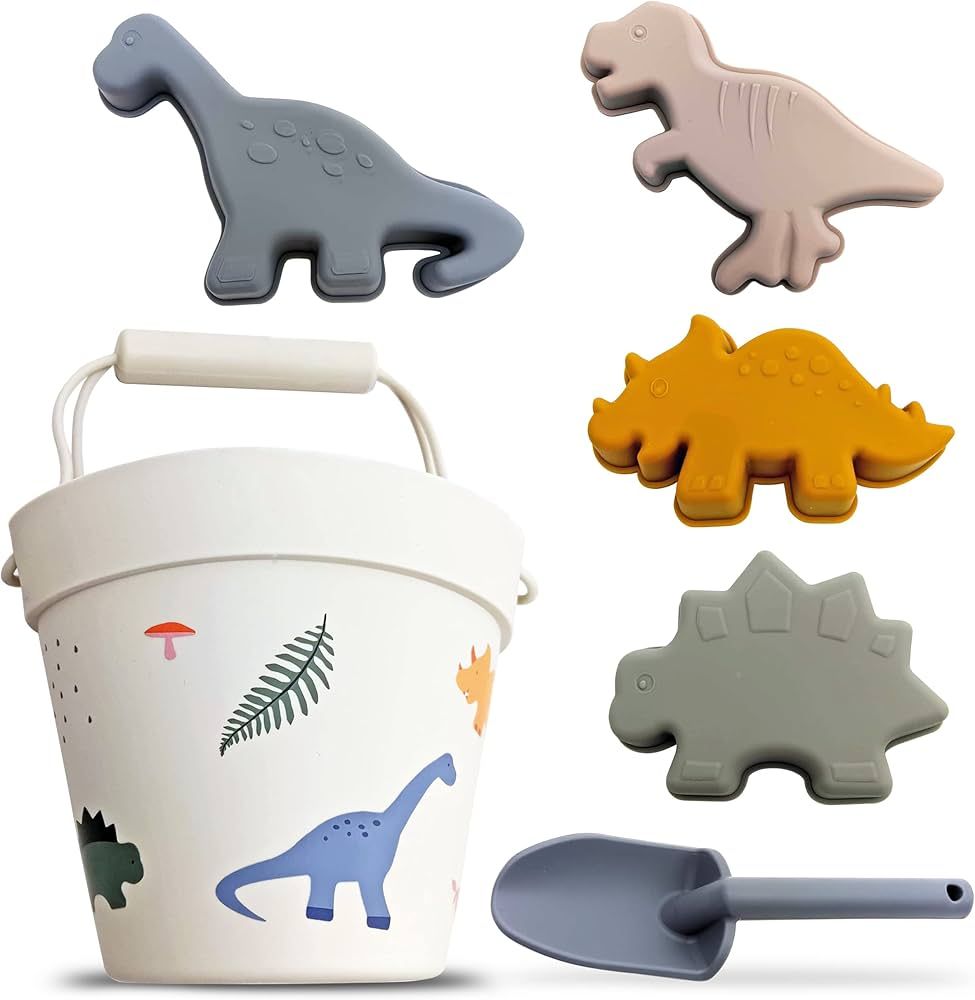 Petite Bee - Silicone Summer Beach Toys Dinosaur 6 Piece Set for Kids | Amazon (US)