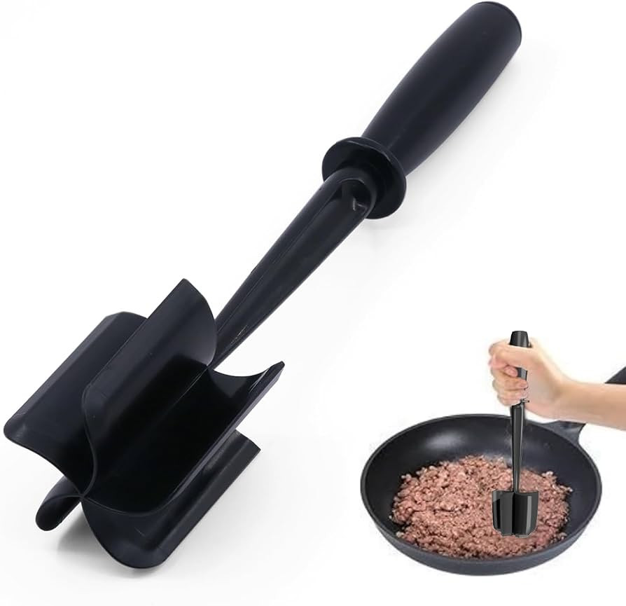 Meat Chopper, 5 Curve Blades Ground Beef Smasher, Heat Resistant Hamburger Smasher Tool, Nylon Po... | Amazon (US)