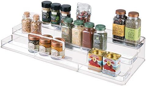 mDesign Large Plastic Adjustable, Expandable Kitchen Cabinet, Pantry, Shelf Organizer/Spice Rack ... | Amazon (US)