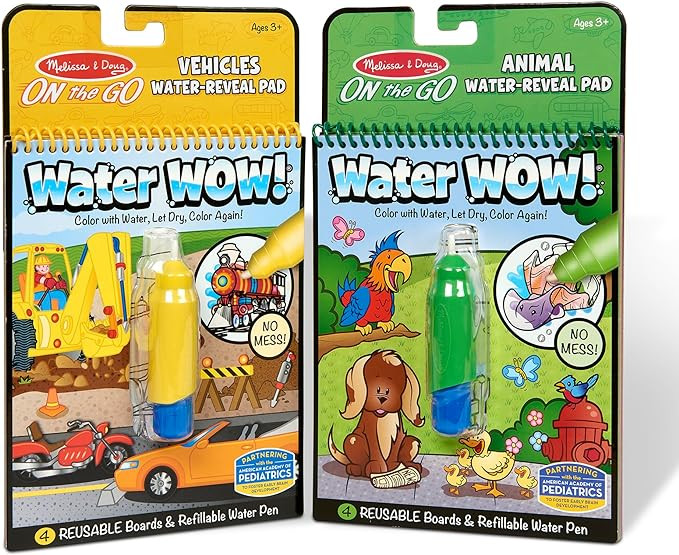Melissa & Doug On the Go Water Wow! Reusable Water-Reveal Activity Pads, 2-pk, Vehicles, Animals ... | Amazon (US)