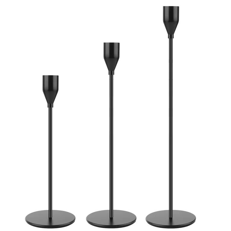 Candlestick Holders, Set of 3 Matte Black Candle Holders, Taper Candle Holders Decorative Candles... | Walmart (US)