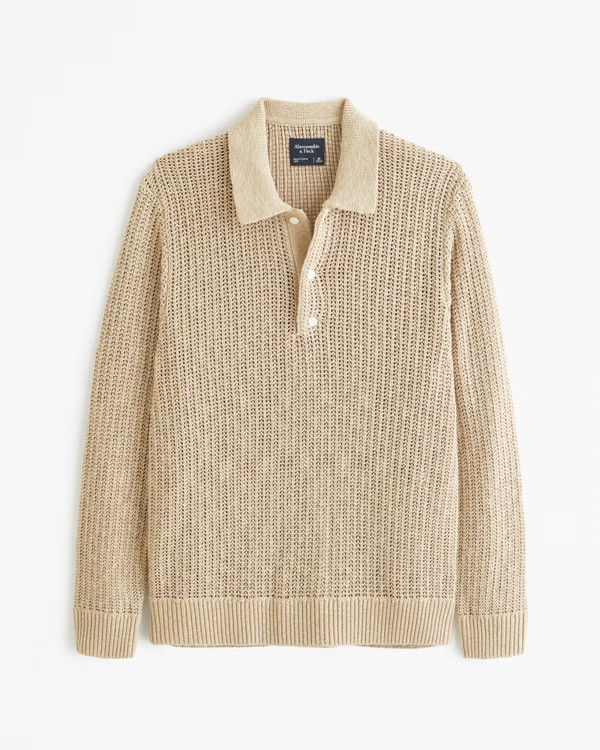 Long-Sleeve 3-Button Sweater Polo | Abercrombie & Fitch (US)