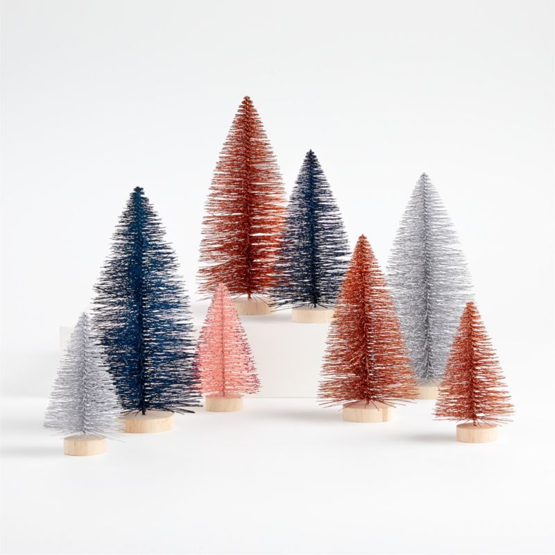 Pink and Blue Bottle Brush Trees, Set of 8 | Crate and Barrel | Crate & Barrel