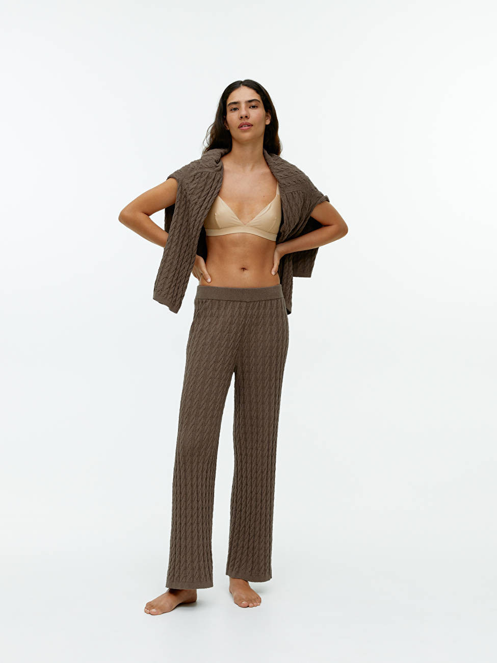 Bouclé Cable-Knit Trousers | ARKET (US&UK)