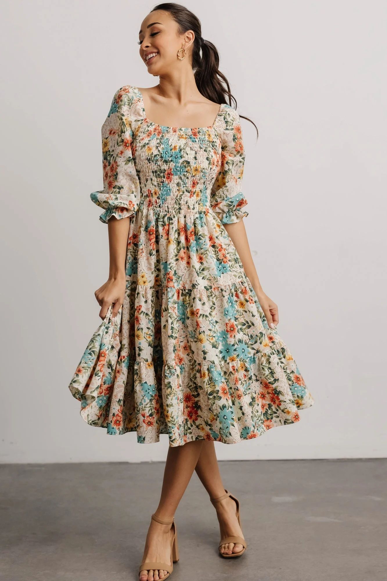 Marta Smocked Midi Dress | Summer Floral | Baltic Born