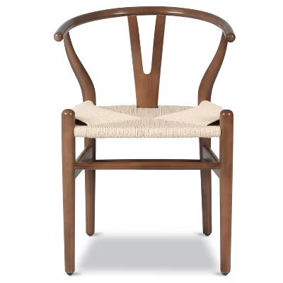 Poly & Bark Weave Chair with Woven Seat Walnut - Poly & Bark: Solid Wood Frame, Woven Rope Seat, No Assembly Required | Target