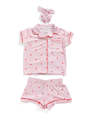 2pc Toddler Girls Heart Pajama Set With Scrunchie | Marshalls
