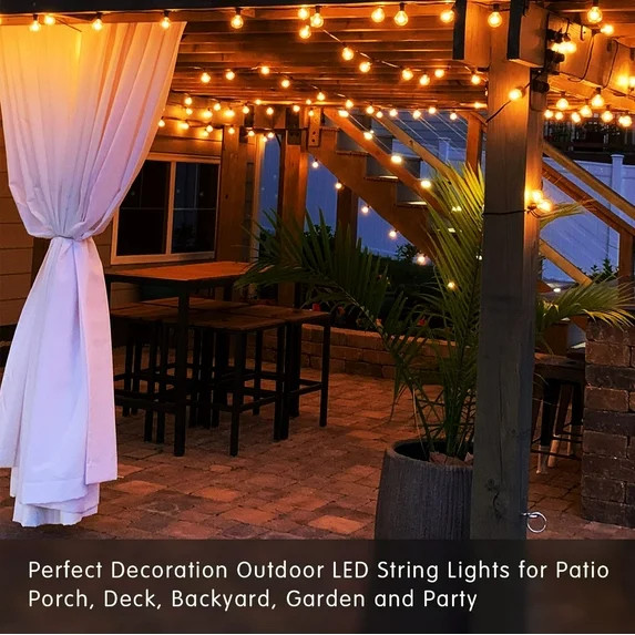 DAYBETTER Outdoor String Lights,100ft,with 50 G40 Edison Vintage Bulbs,Waterproof for Patio Garde... | Walmart (US)