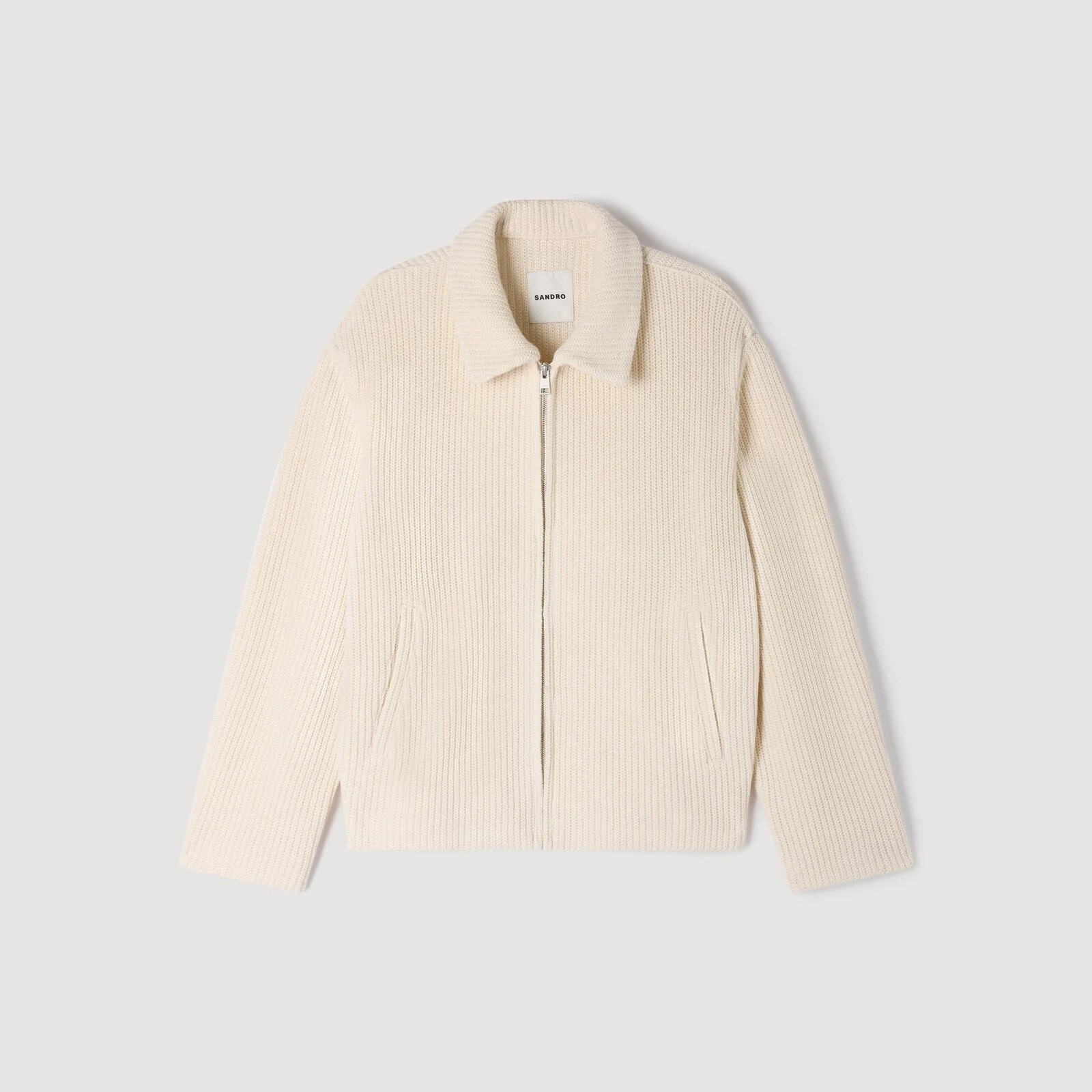 Knit-effect regular-collar jacket | Sandro US | Sandro-Paris US