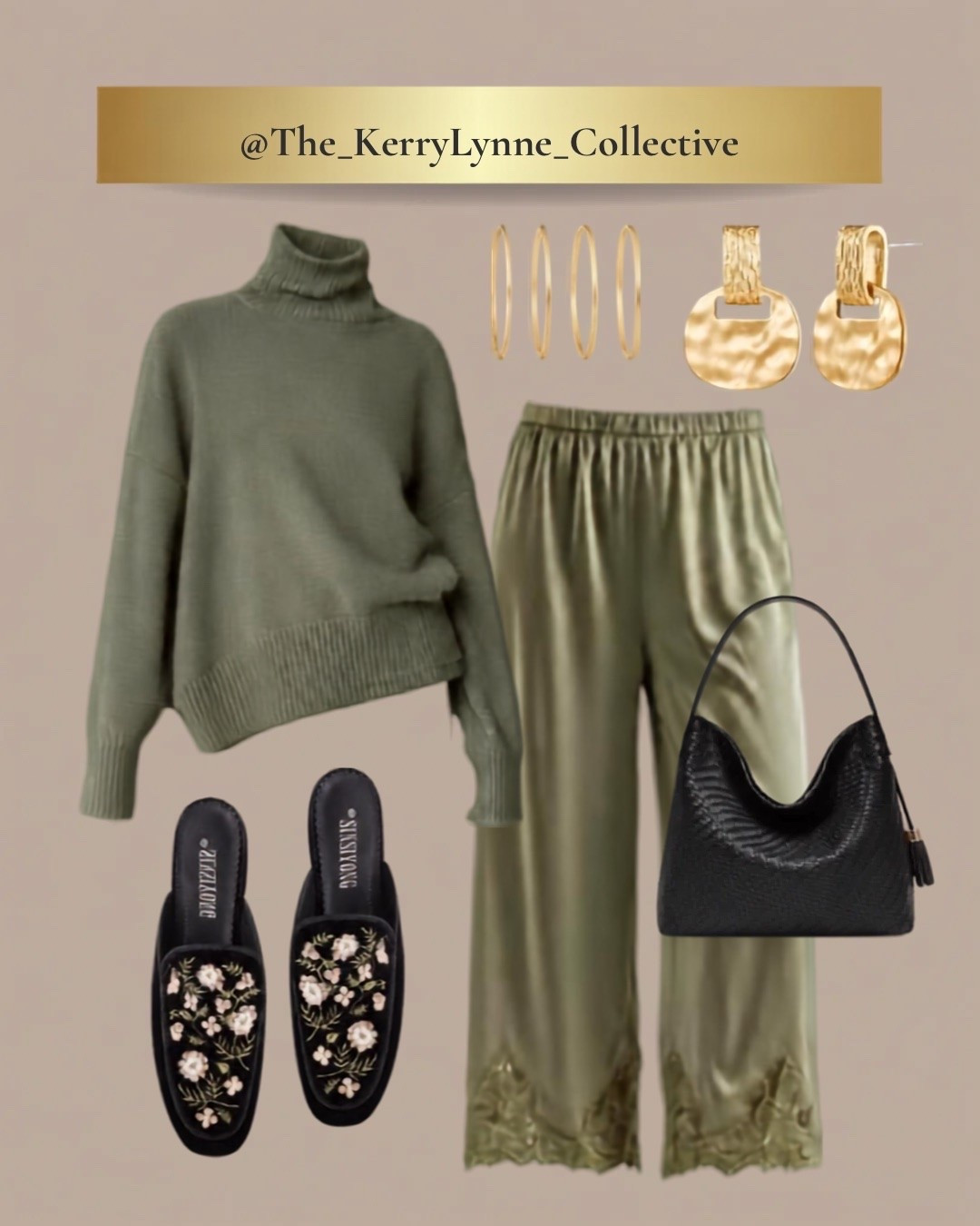 The Olive Edit 🌿

Soft knits, silky satin + a little black contrast. This monochromatic olive moment is exactly how I want to transition into fall. 🍂

An oversized turtleneck paired with lace-trim satin pants gives that effortless, elevated feel I love—and the embroidered loafers, black bag + gold jewelry pull everything together.

Save this one for your next easy-but-put-together fall outfit. ✨

Comment SHOP for links 🤎

#FallStyle #FallOutfitIdeas #LTKStyle

#LTKootd #LTKgrwm