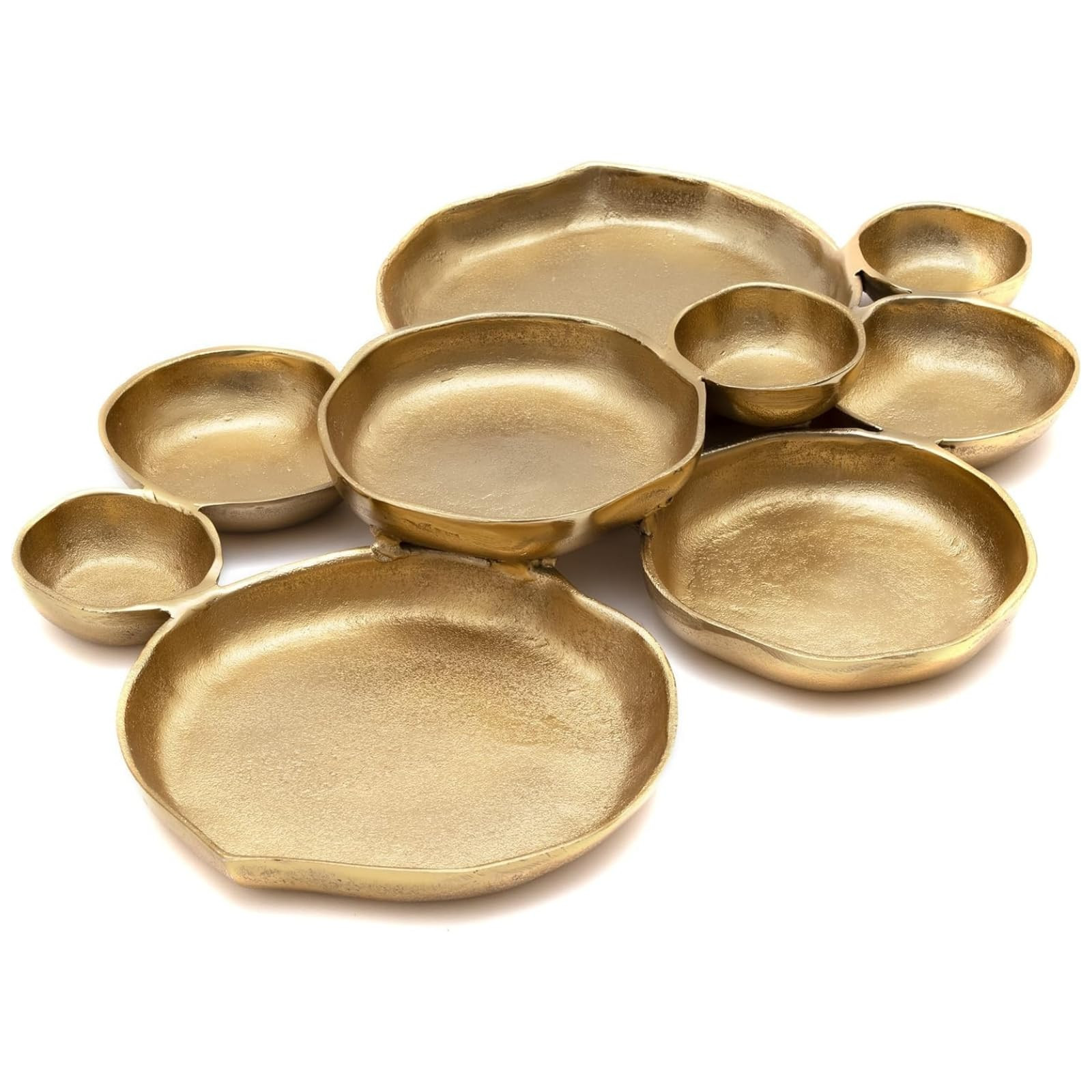 9 Cluster Decorative Bowls Bright Gold Brass Snack Tray Bowl Chip & Dip Serving Piece Strong Bras... | Amazon (US)
