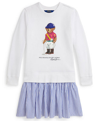 Girls' 7-16 Striped Skirt Fleece Long-Sleeve Dress | Macy's