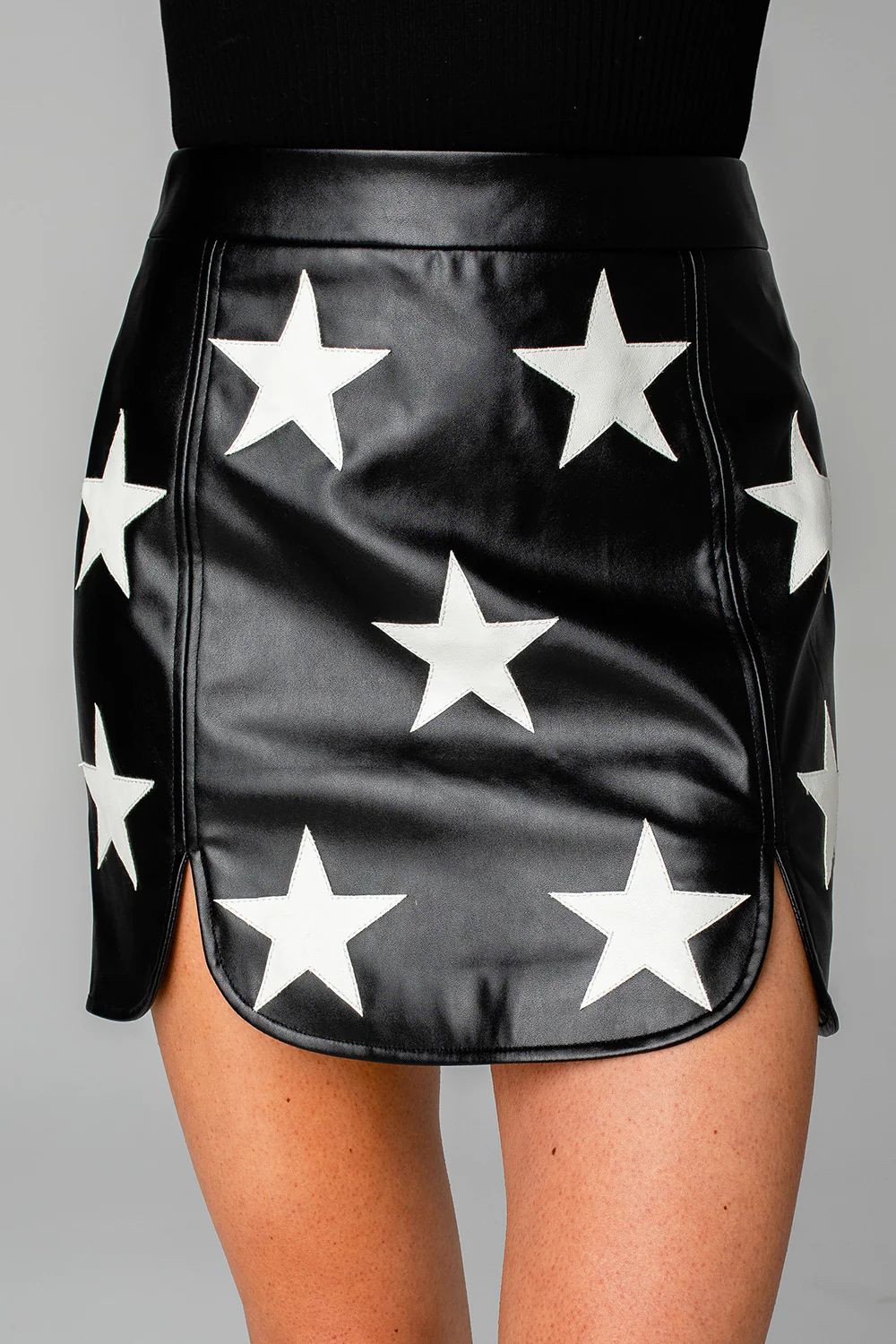 Ali Faux Leather Skirt - Black/White | BuddyLove