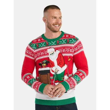 Men s Golfing Santa Ugly Christmas Sweater from Holiday Time Midweight Sizes M-2XL | Walmart (US)
