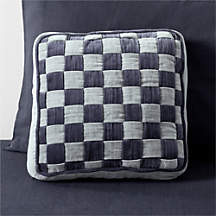 Checkerboard Mist Blue and Deep Indigo Velvet Kids Throw Pillow + Reviews | Crate & Kids | Crate & Barrel