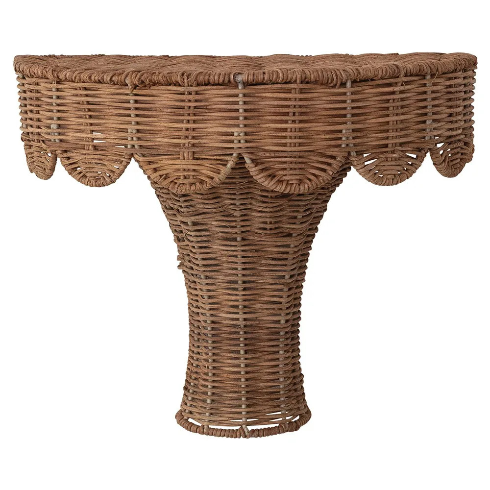 Portia Coastal Beach Natural Woven Rattan Scalloped Wall Shelf | Kathy Kuo Home