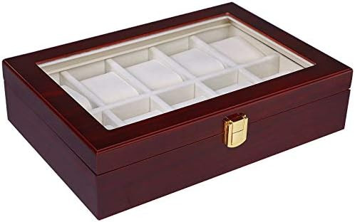 SONGMICS 10 Slots Watch Box Cherry Watch Display Case Storage Organizer Large Glass Top for Men U... | Amazon (US)