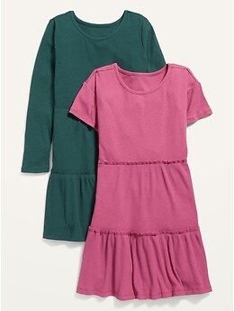 Tiered Rib-Knit Swing Dress 2-Pack for Girls | Old Navy (US)