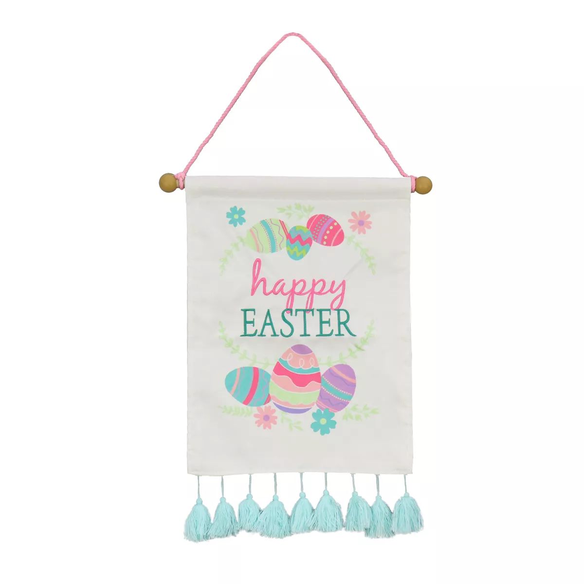 National Tree Company Happy Easter with Eggs Hanging Banner Decoration, White, Easter Collection,... | Target