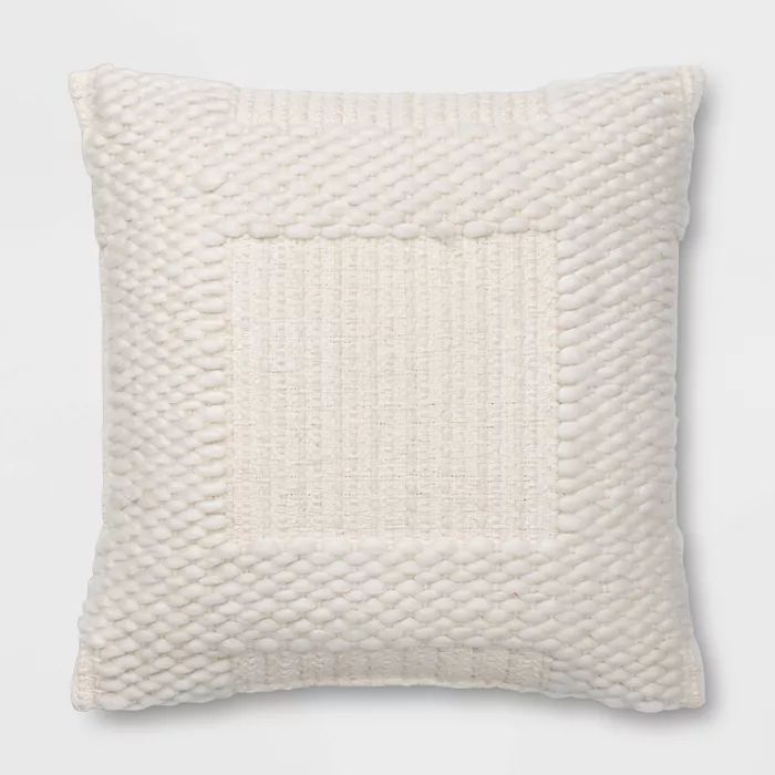 Woven Chunky Check Square Throw Pillow White - Threshold™ | Target