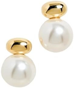 SHASHI Women's Gold Pearl Stud Drop Earrings, Pearl, One Size | Amazon (US)