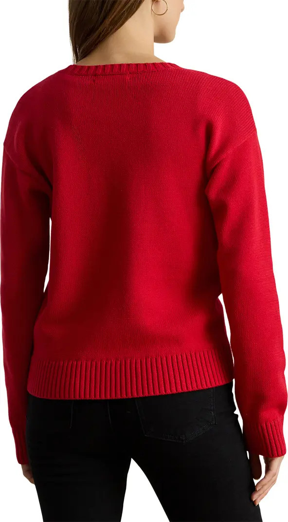 Lauren Ralph Lauren Intarsia Foxhound Cotton Sweater | Nordstrom | Nordstrom