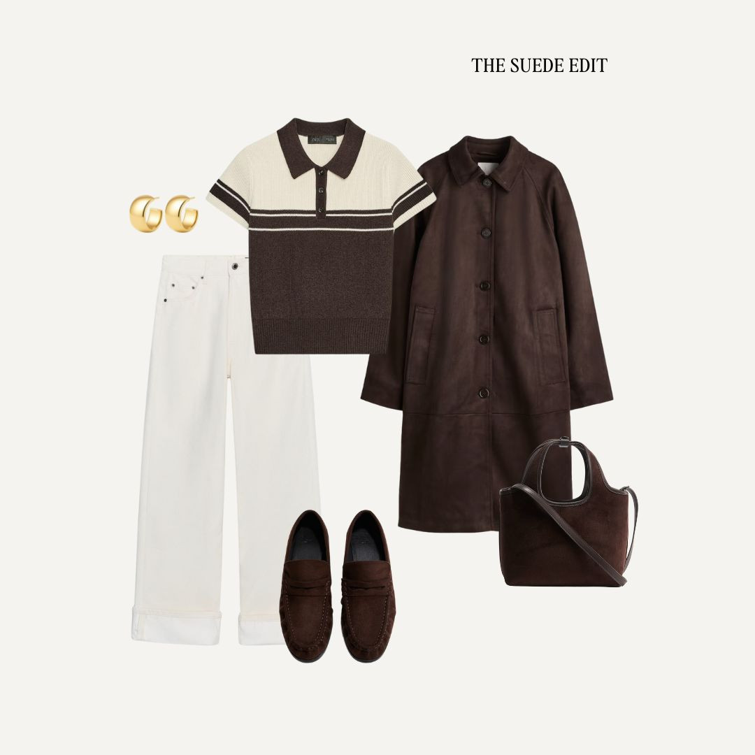 Chocolate brown & off-white is the perfect transitional colour combo! 

Polo shirt, suede coat, chocolate brown, loafers, wide leg jeans, white denim 

 #LTKuk #LTKautumn #LTKshoes