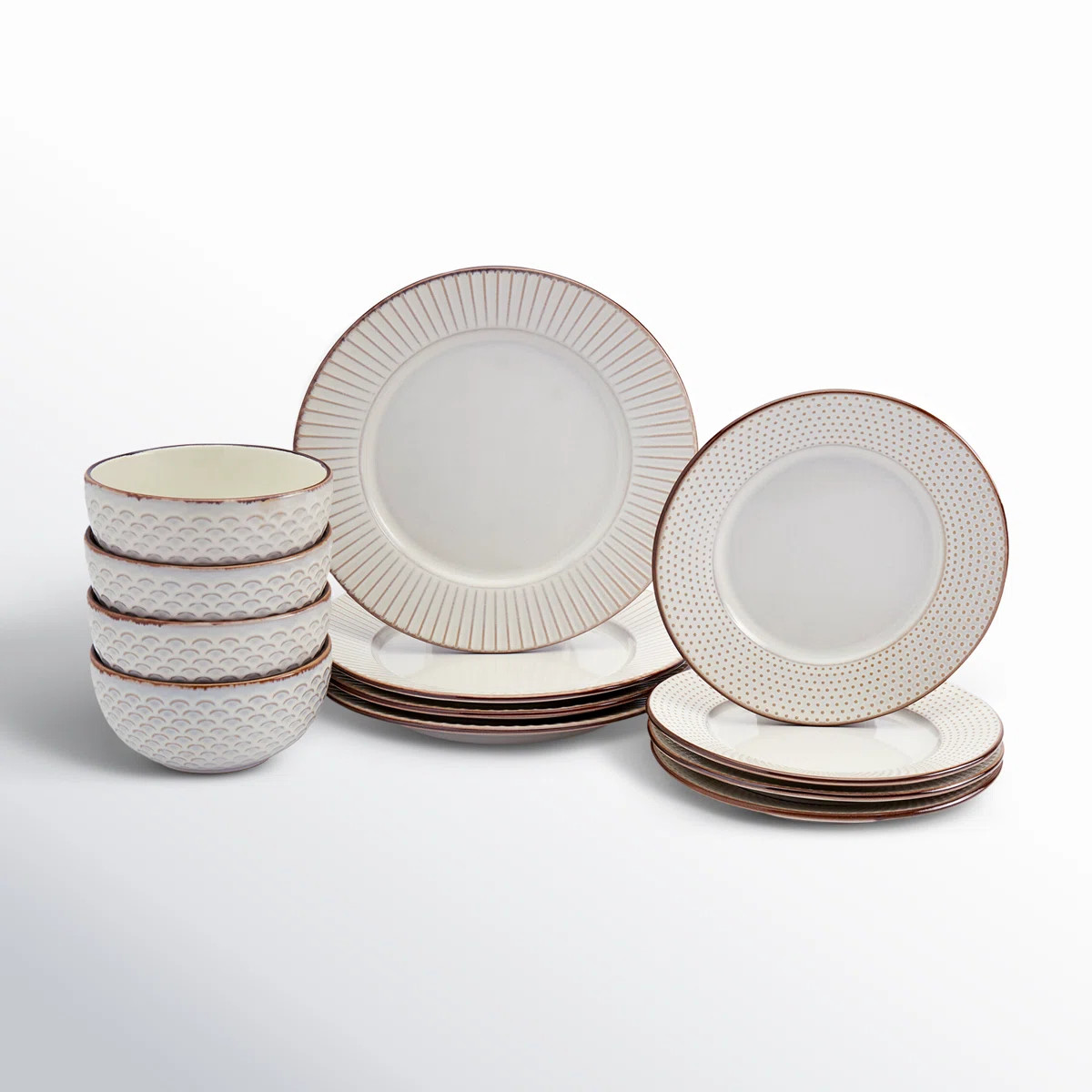 Hub 12 Piece Stoneware Dinnerware Set - Service for 4 | Wayfair North America
