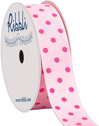 Ribbli Grosgrain Polka Dot Craft Ribbon,7/8 Inch,10-Yard Spool,Pearl Pink with Hot Pink,Use for Hair | Amazon (US)