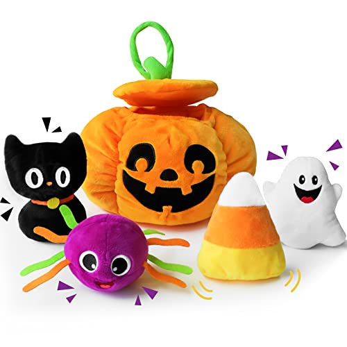 Bunny Chorus My First Halloween Pumpkin Toys Playset, 5ct Halloween Stuffed Pumpkin Plush Cat Spider Ghost Candy Corn for Baby Girls Boys, for Babies | Amazon (US)