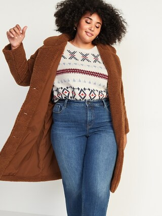 Oversized Cozy Sherpa Plus-Size Overcoat | Old Navy (US)