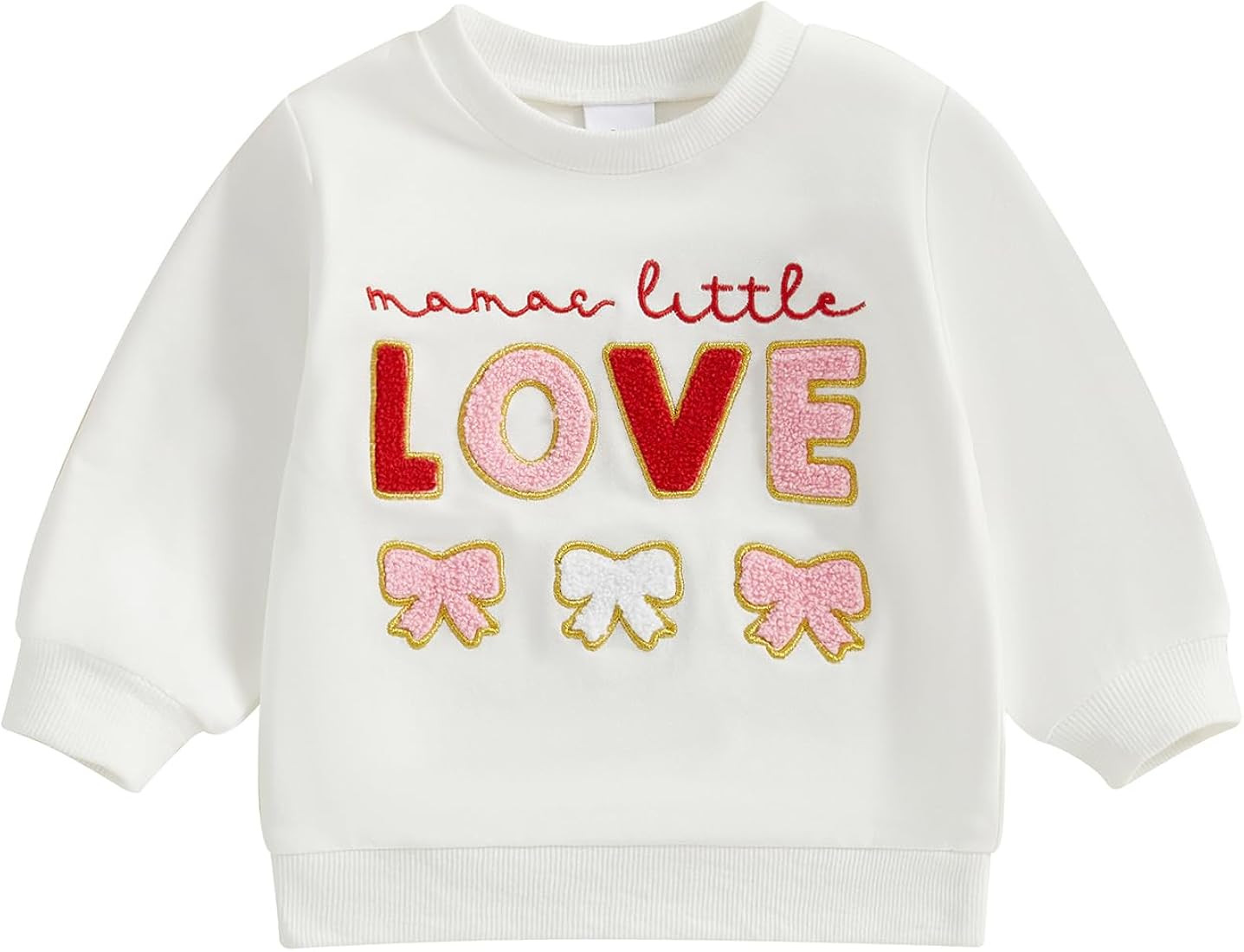 Valentines Day Toddler Boys Girls Baby Outfit Bow Letter Embroidered Long Sleeve Sweatshirt Kids ... | Amazon (US)