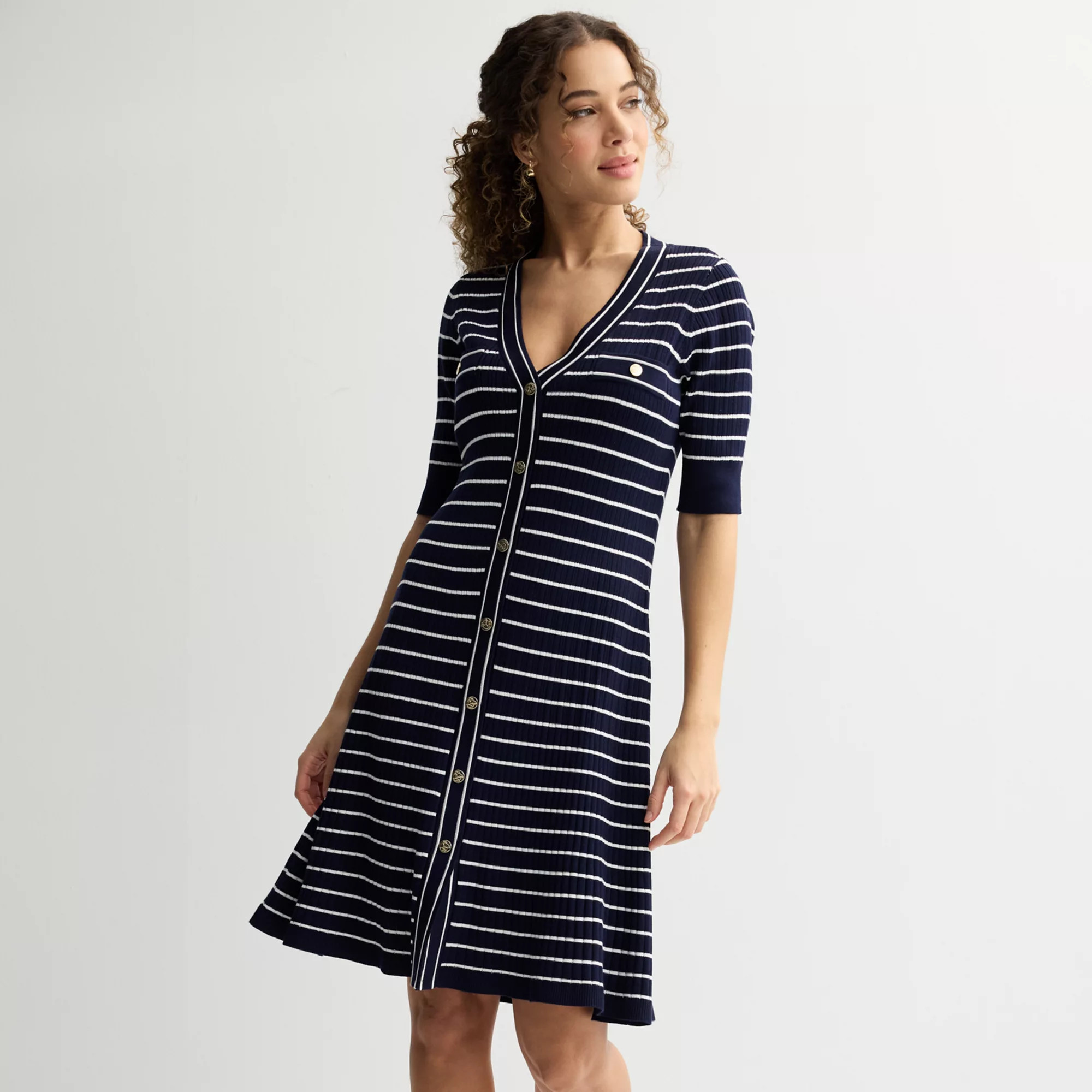 Women's Draper James Elbow Sleeve Button Front Dress | Kohl's