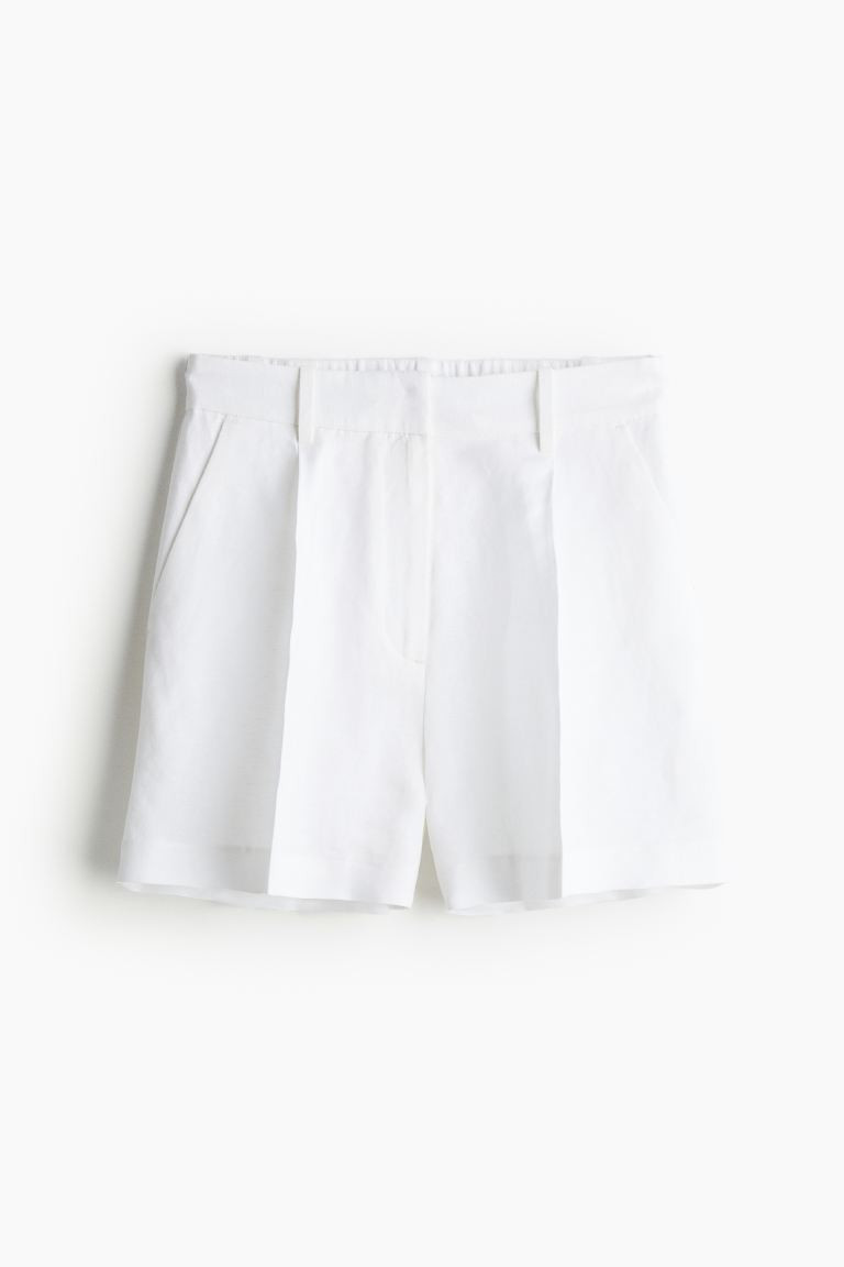 Linen-blend Shorts - Light beige - Ladies | H&M US | H&M (US + CA)