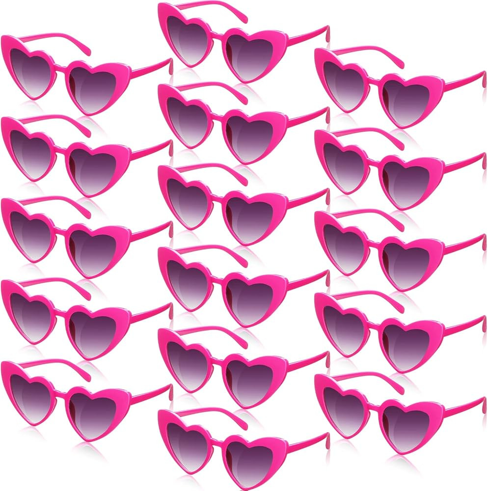 Flutesan 16 Pairs Heart Shaped Sunglasses Retro Cat Eye Shaped Sunglasses Heart Clout Glasses for... | Amazon (US)