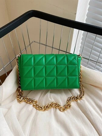 Quilted Flap Chain Square Bag | SHEIN