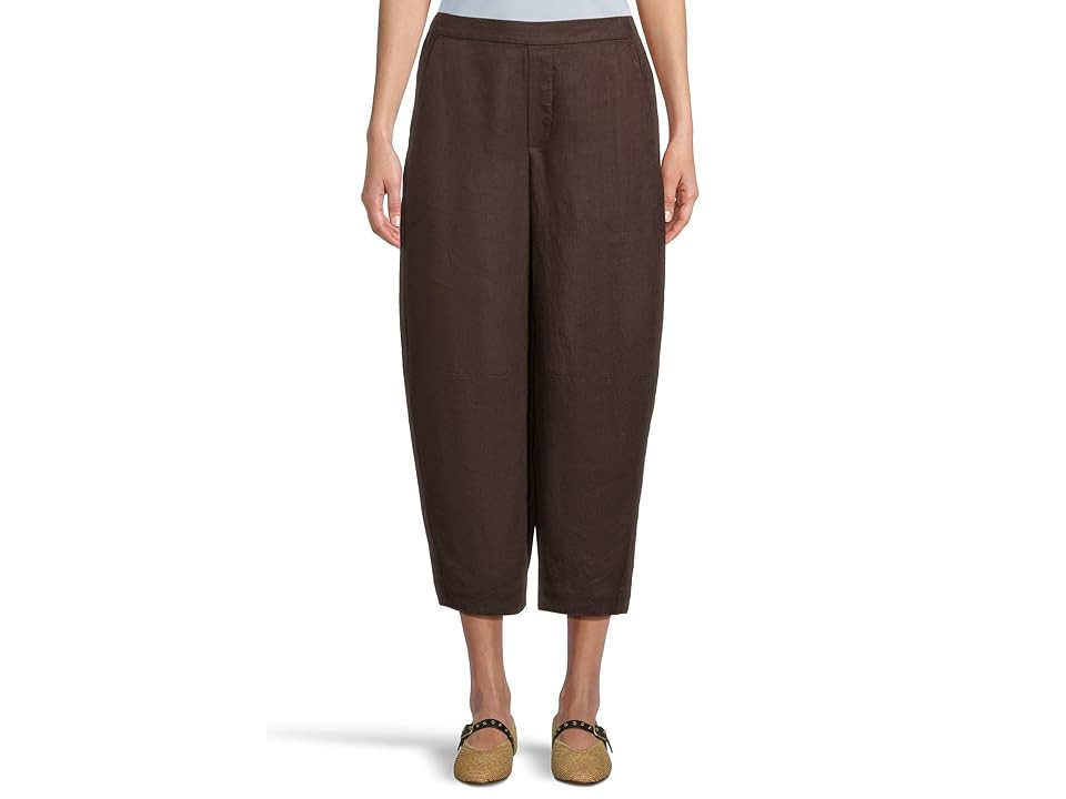 Madewell Barrel Flat Front E-Back Linen Pull-On in Charred Oak Women's Clothing Charred Oak : 2XS (Women's 000) 25 | Zappos