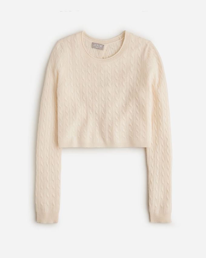 Cashmere cable-knit tie-back cropped sweater | J.Crew US