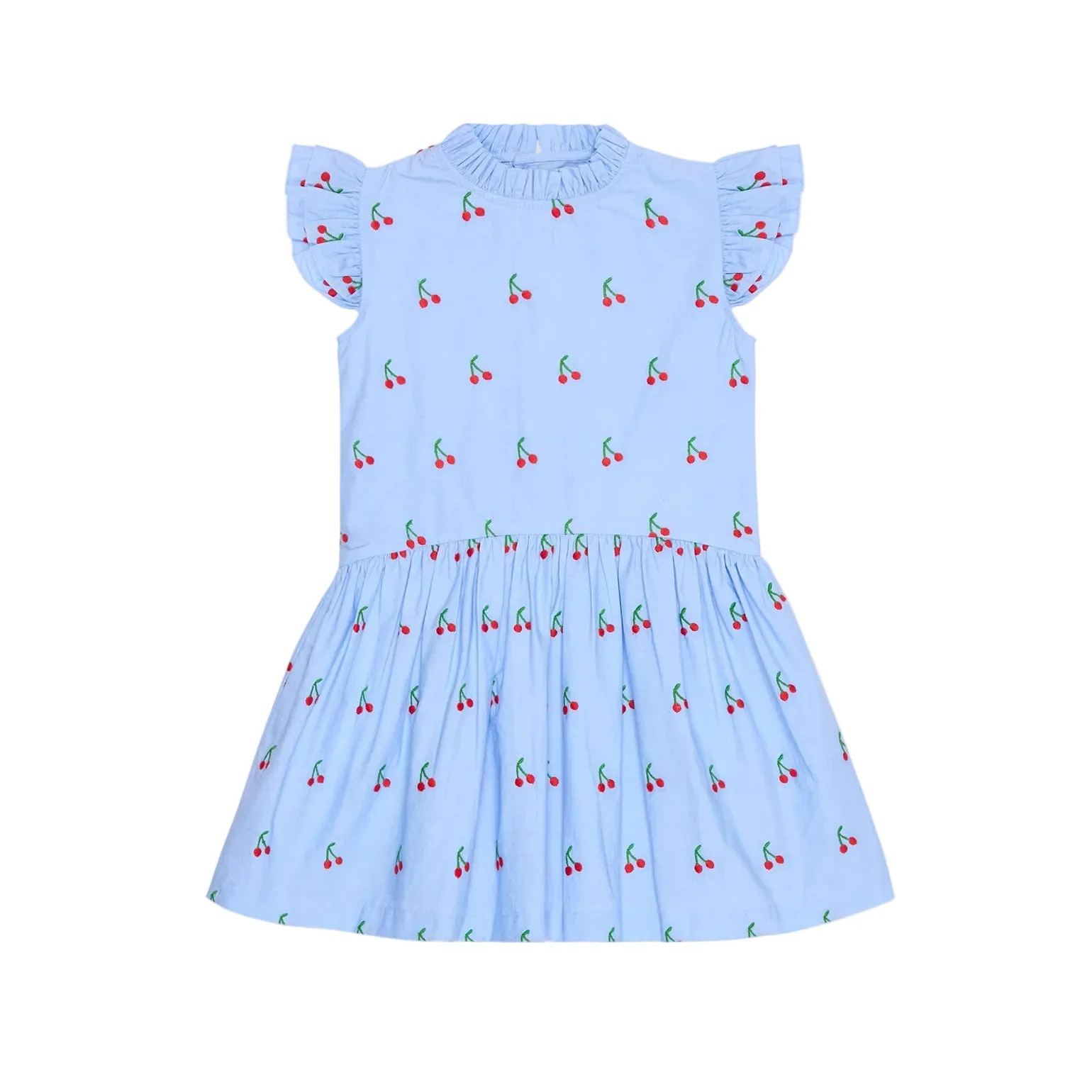 La Coqueta Light Blue Cherry Rita Girl Drop Waist Dress | JoJo Mommy