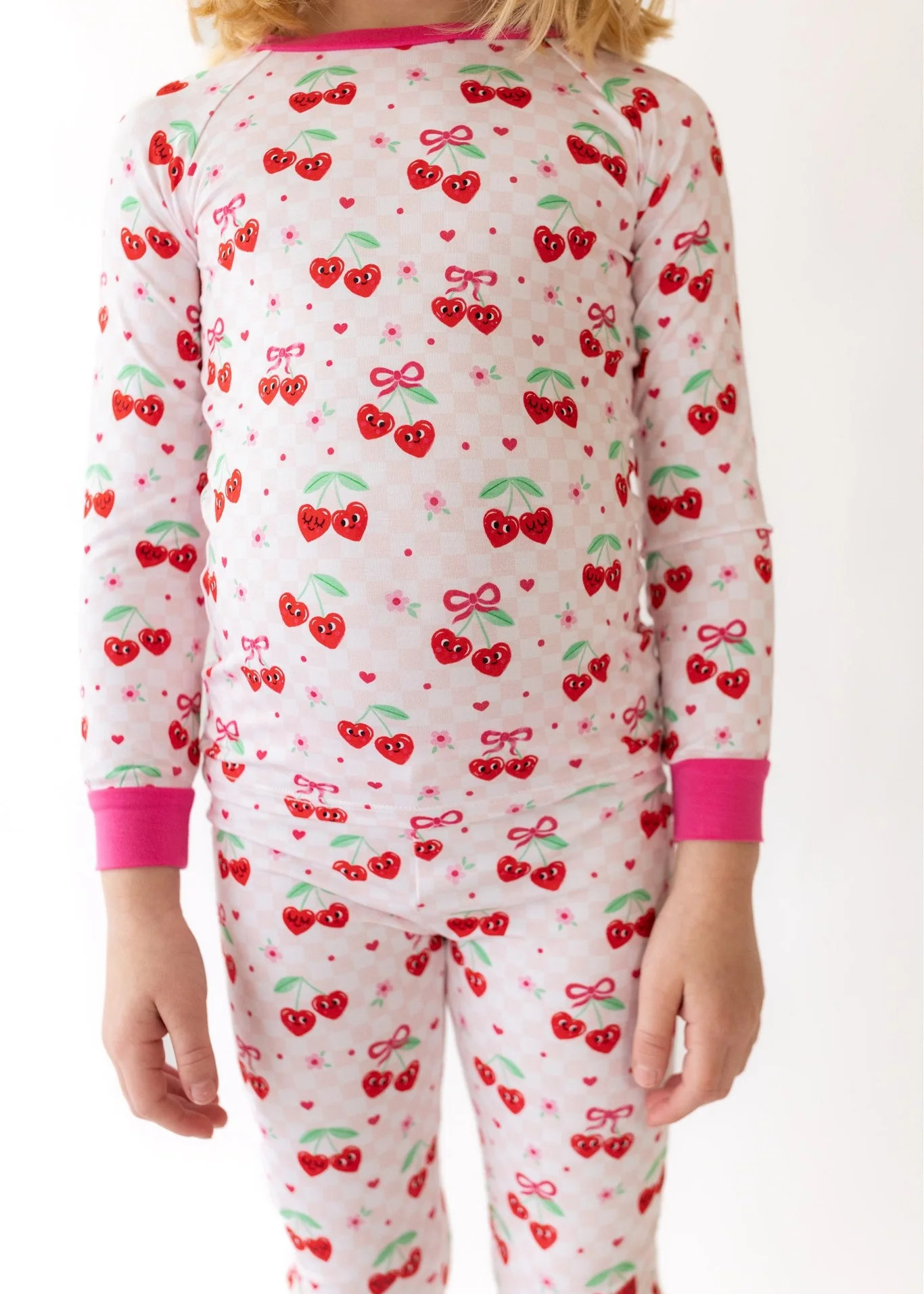 Cherry Hearts Two-Piece Pajamas | Tiny Jams