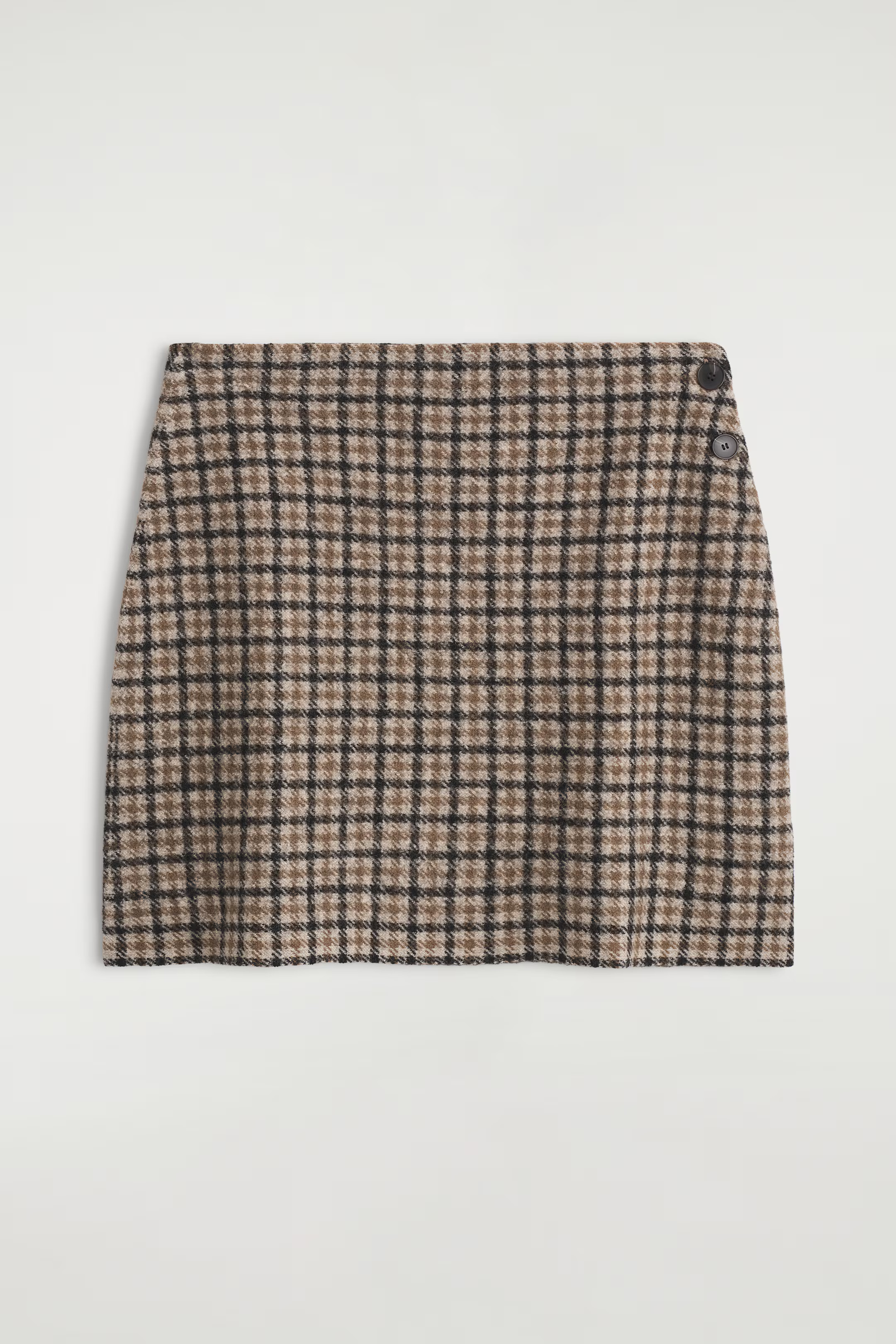 MERINO WOOL MINI SKIRT - BEIGE / CHECKED - Ladies | H&M GB | H&M (UK, MY, IN, SG, PH, TW, HK)